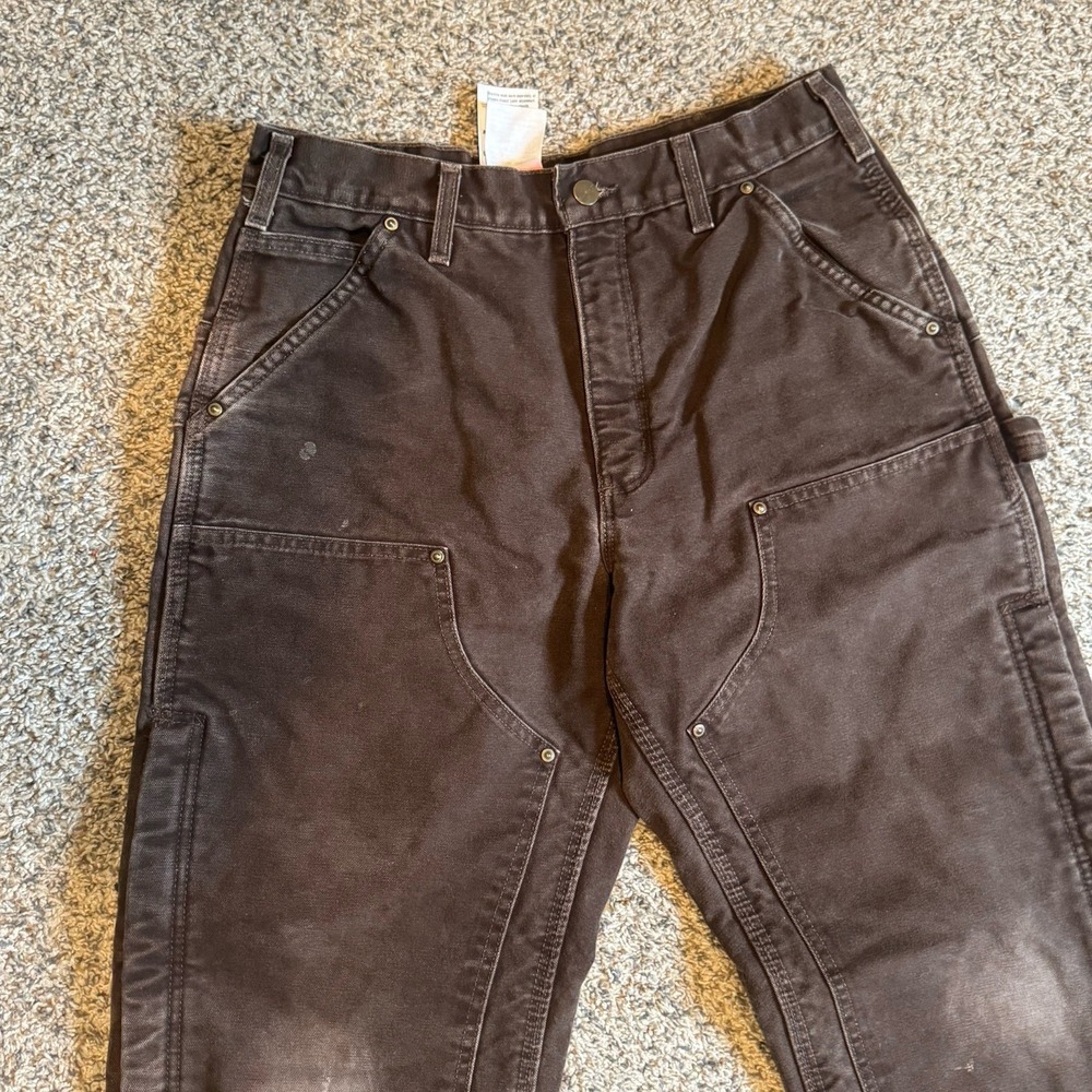 Vintage Carhartt B194 DKB Quilt-Lined Double Knee Duck Canvas Work Pants 32x32 - Picture 3 of 12